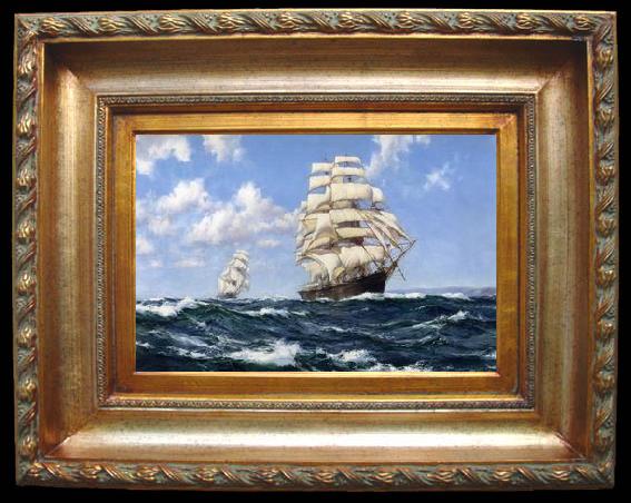 framed  unknow artist Seascape, boats, ships and warships. 93, Ta059-2